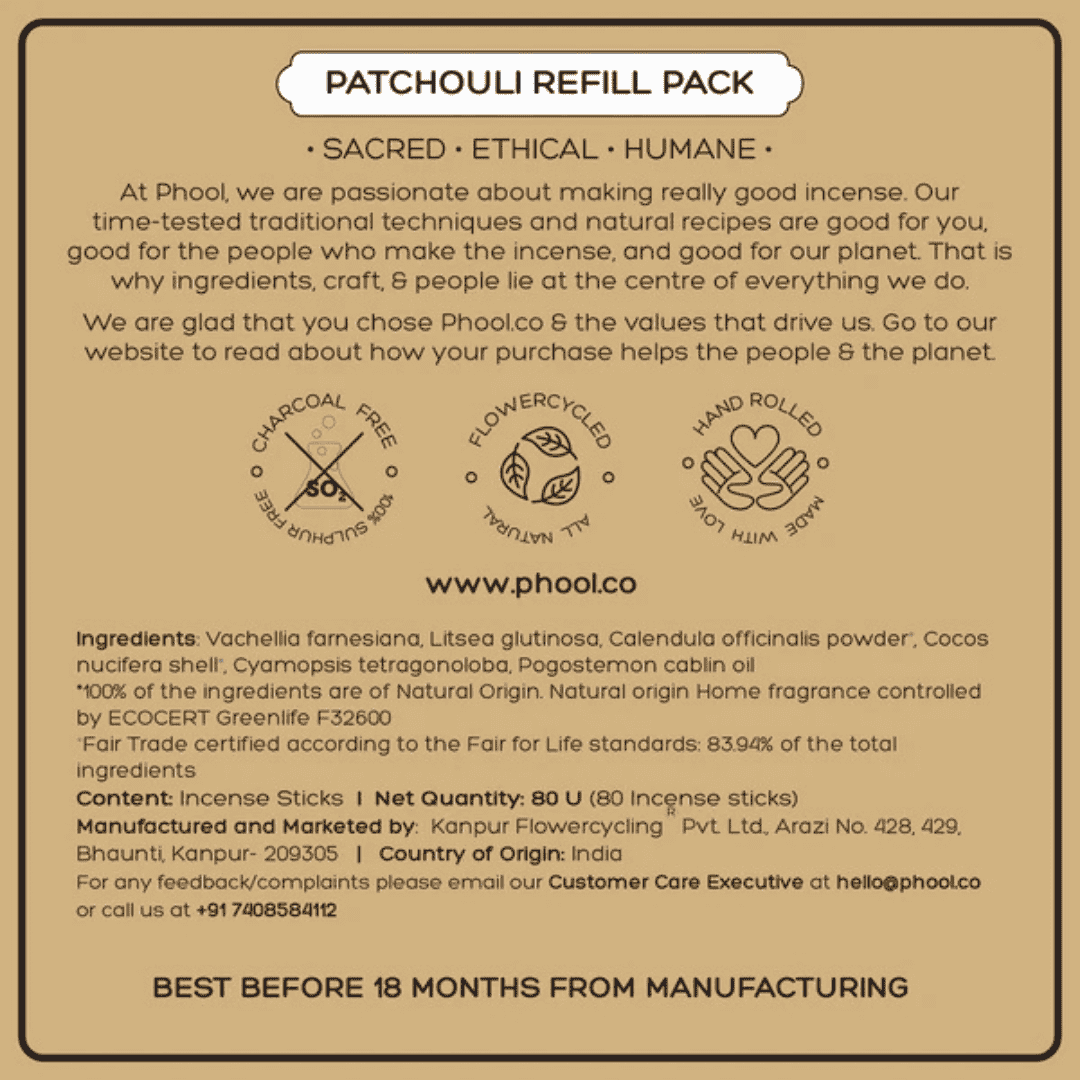 Patchouli Refill Pack - Natural Incense Sticks by Phool